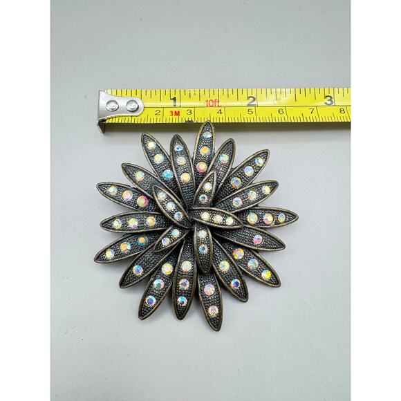 Vintage Sea Urchin Aurora Borealis Bronze Tone Brooch - Picture 8 of 8